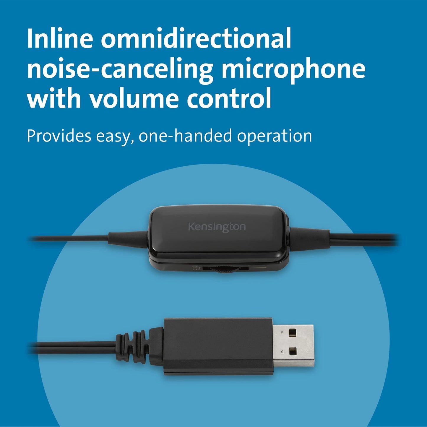 Kensington USB Mono Headset with Mic and Volume Control, Single Ear (Monaural)