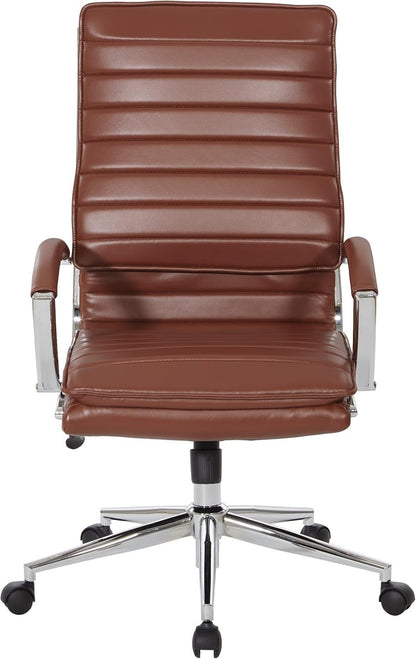 Office Star SPX Professional Ergonomic Ribbed Faux Leather Office Chair High Bac