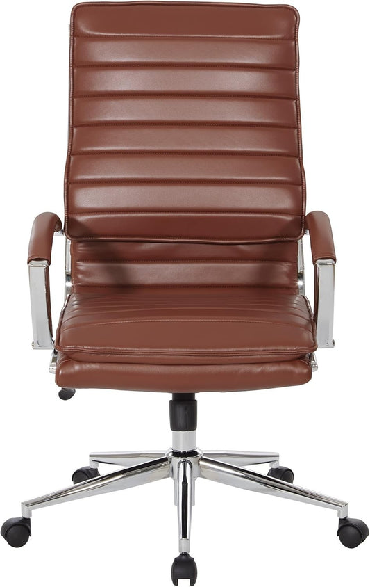Office Star SPX Professional Ergonomic Ribbed Faux Leather Office Chair High Bac