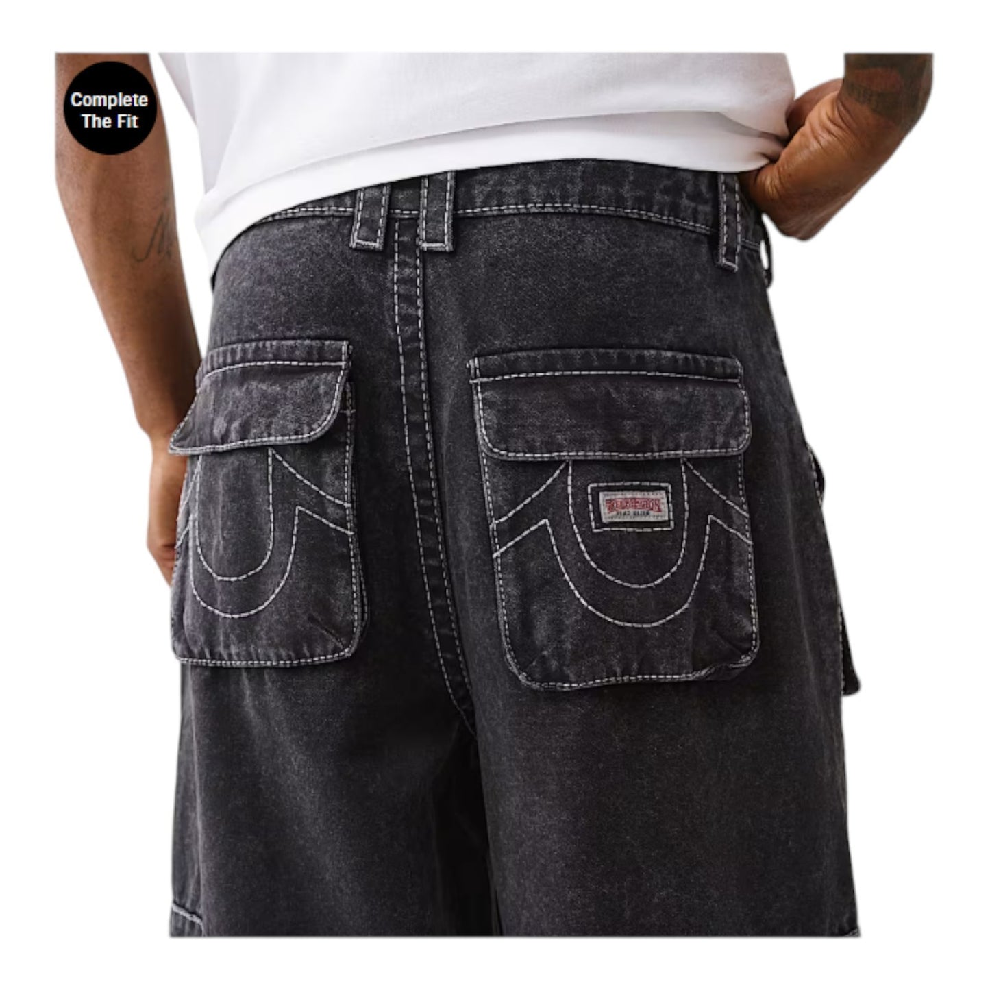 True Religion Carpenter Pants Big T & Super T Baggy Cargo Pants, Black or Canvas