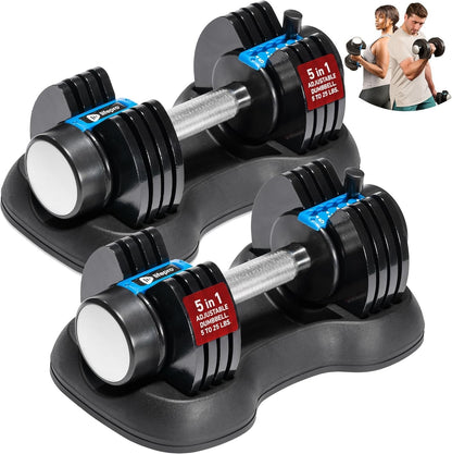 Lifepro Adjustable Dumbbells Set – Quick Adjustment, Set of 2, 5-25 lb ea