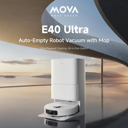 Mova E40 Ultra Robot Vacuum and Mop, 19,000Pa Suction, Extenable & Liftable Mop