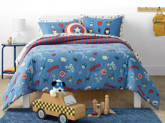 Marvel Comics  Full Comforter w/ 2 Pillowshams, Thor, Spiderman, Iron Man, Hulk
