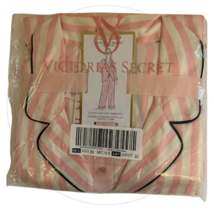 NWT Victoria’s Secret Glazed Satin Pajama set Pants or Shorts PINK ICONIC STRIPE