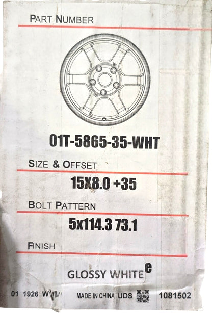 MST Time Attack 01T -5865-35 Glossy White Wheels - 15x8 +35 - 5 x 114.3 - 1 RIM