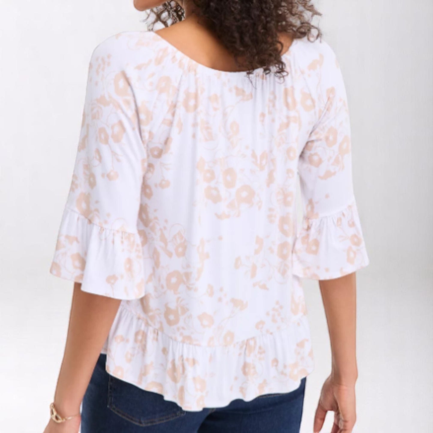 Style&co Women's Floral Print Ruffle Sleeve Top NWT