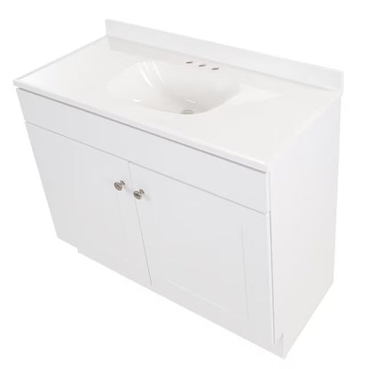 Project Source Dover 36 in White Single Sink Bathroom Vanity with White Top