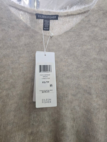 Eileen Fisher Brushed Alpaca Mohair V Neck Top, XS/TP