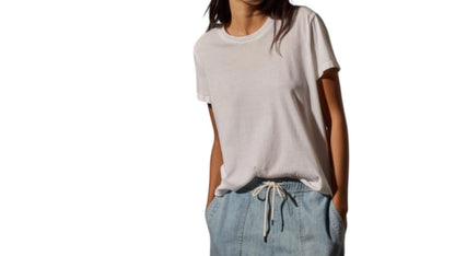 James Perse Women's Top Vintage Little Boy Soft Cotton White T-Shirt WJLH3114CU