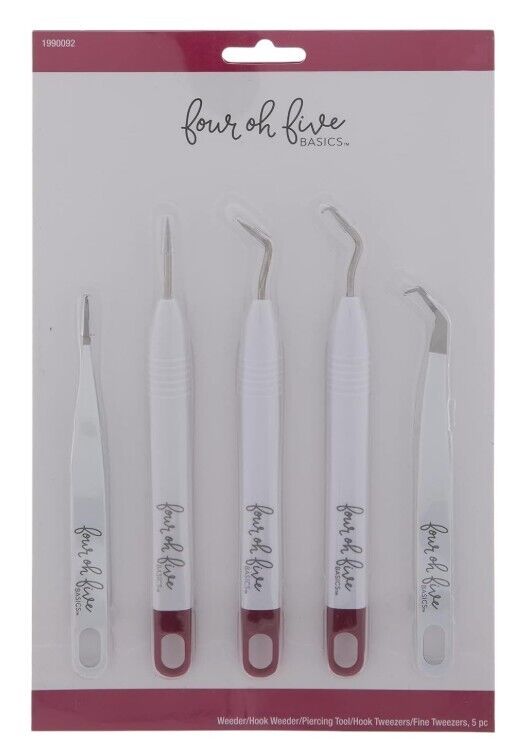 Hobby Lobby Four Oh Five Paper Crafts Maroon & White Weeders & Tweezers Set
