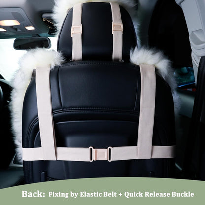 Fluffy Sheepskin Car Seat Cover, Fuzzy Long Wool Front Vehicle Dark Red (1 pack)