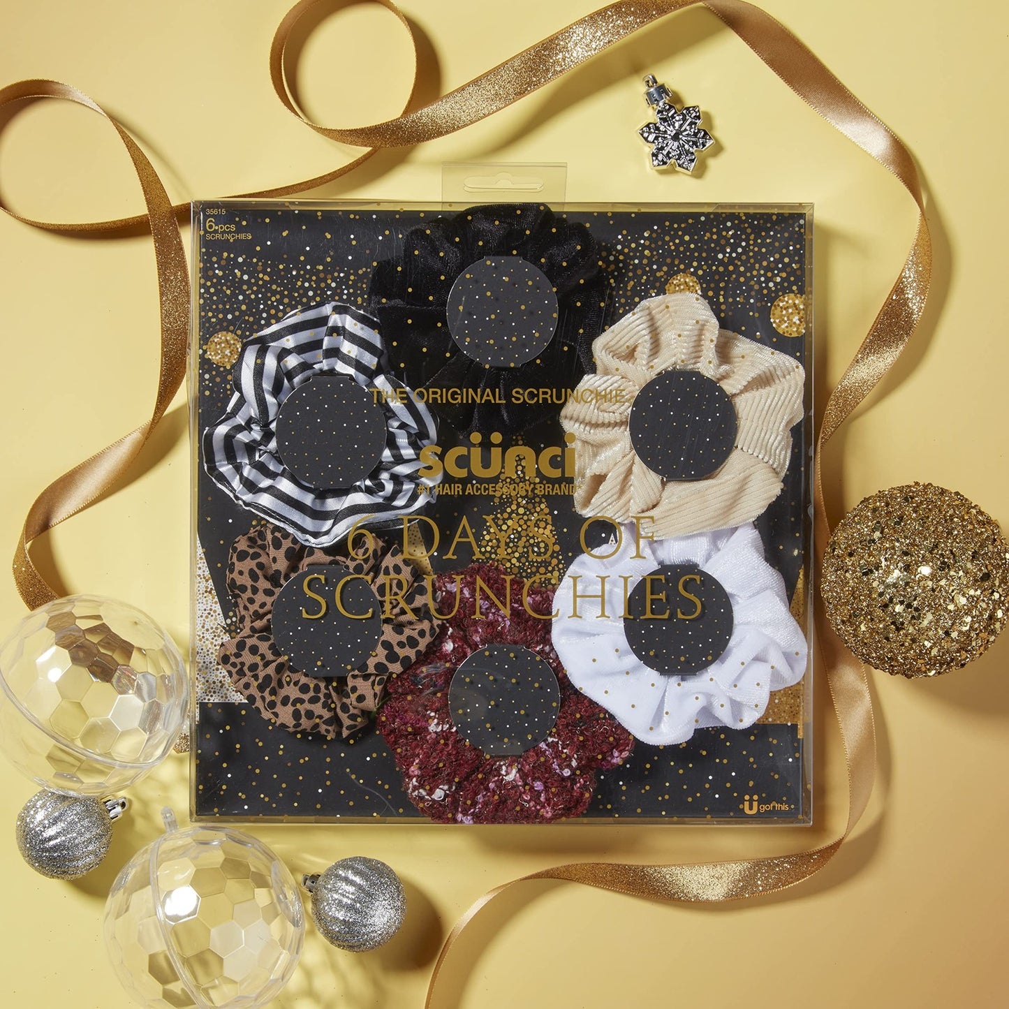 Scunci Original 6 Days of Scrunchies Gift Set - 6 Unique Hair Ties in Box