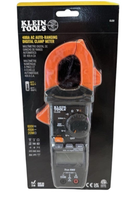 Klein Tools 400 Amp Digital Clamp Meter AC Auto Ranging W/ Temperature CL220