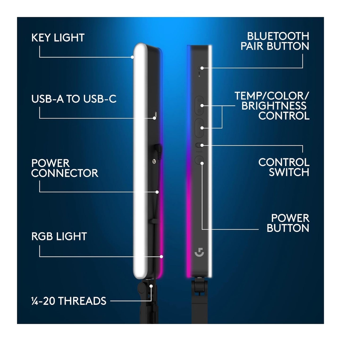 Logitech - Litra Beam LX Premium Dual-Sided RGB LED Streaming Light*New