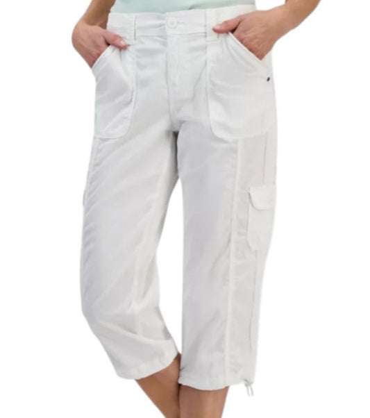 NWT Style & Co Women's Mid Rise Capri Cargo Pants - Bright White