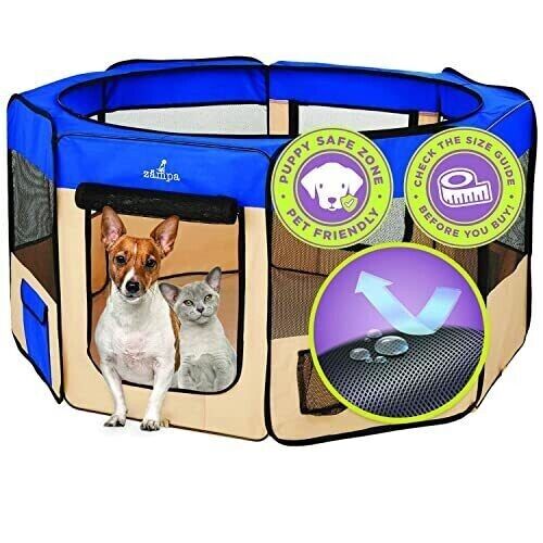 Dog Playpen Large 61"x61"x30" Pop Up Portable Playpen for Dogs and Cat, Folda...