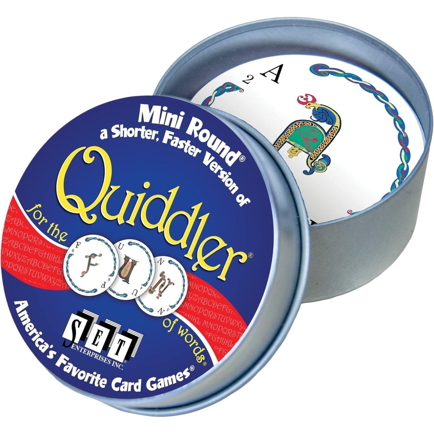 QUIDDLER MINI Game Travel Tin Short Round Word Game Set Enterprises NEW