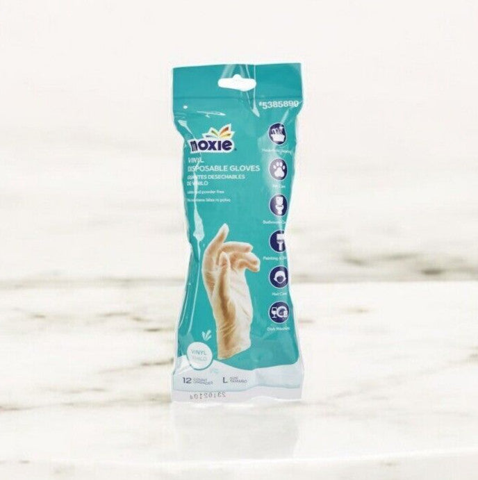 MOXIE Large 12 Count-Grip Vinyl Disposable Cleaning Gloves