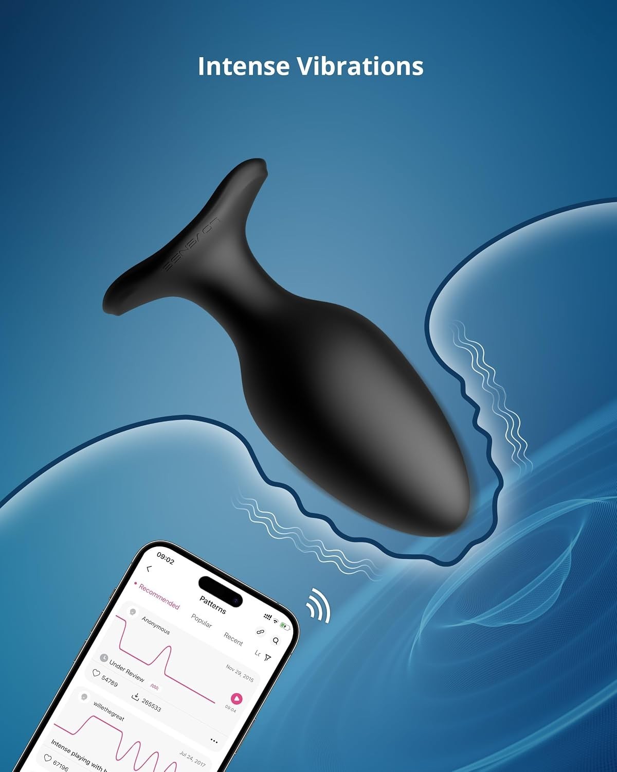 Lovense Hush 2 Rechargeable App Compatible Vibrating Anal Plug 2.25in
