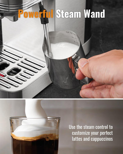 Espresso Machine 20 Bar, Professional espresso machine with milk frother