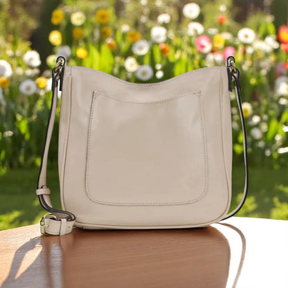 Patricia Nash Emeline Vintage Distressed Leather Crossbody Bag - Chalk White