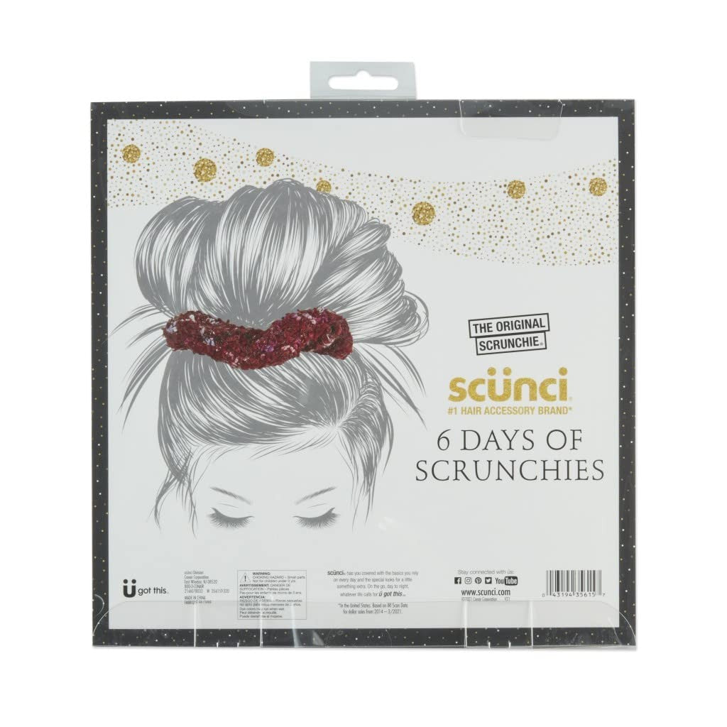 Scunci Original 6 Days of Scrunchies Gift Set - 6 Unique Hair Ties in Box