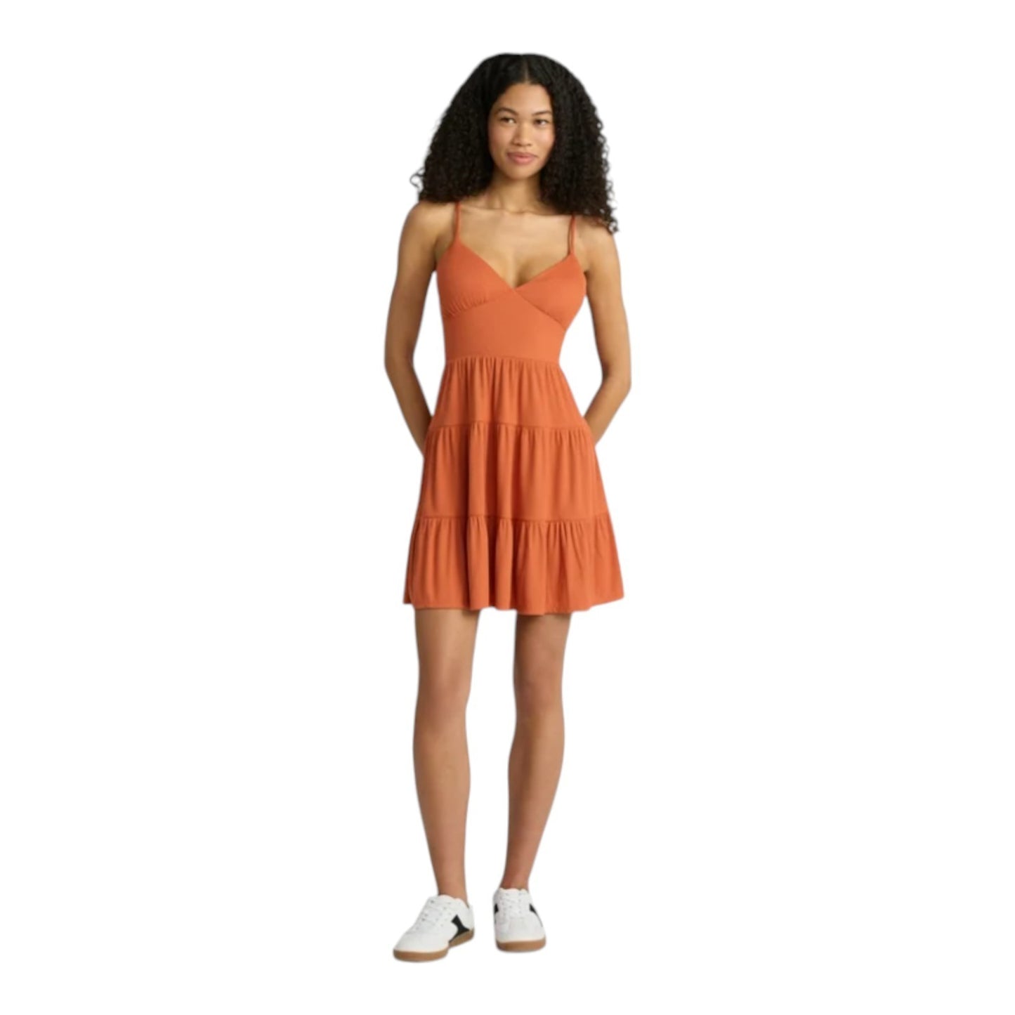 No Boundaries Women’s Burnt Orange or Black Mini Tier Dress