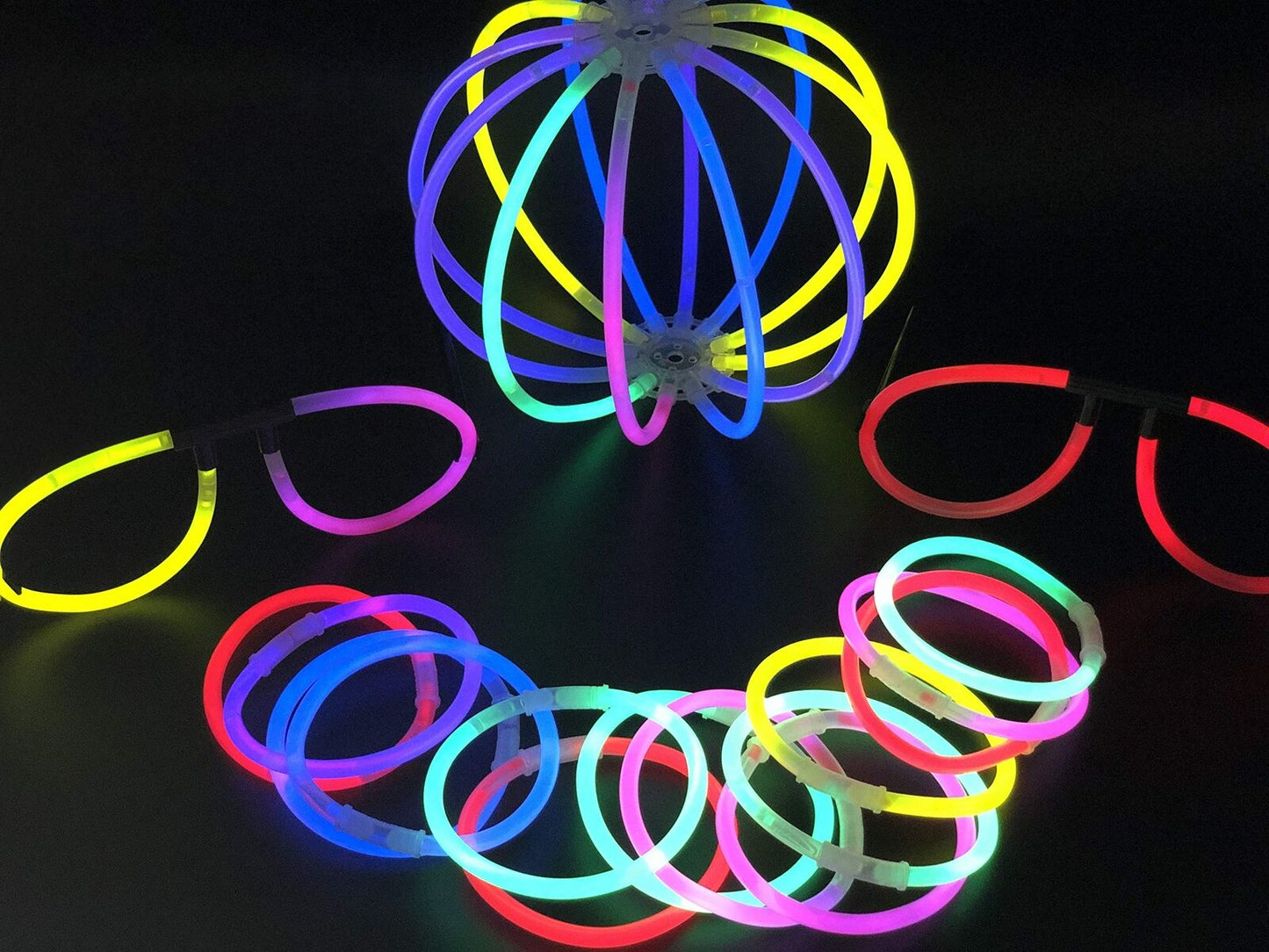 Glow in the Dark 50 piece Mega Pack Assorted Glow Sticks, Light Sticks, Tube Co