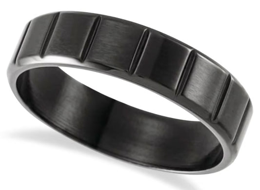 6MM GROOVED BLACK PVD POLISHED FINISH TITANIUM BAND - SIZE 10