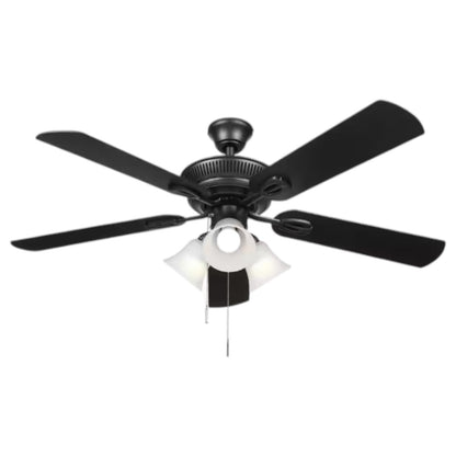 Hampton Bay Glendale III 52 in. LED Indoor Matte Black Ceiling Fan with Light
