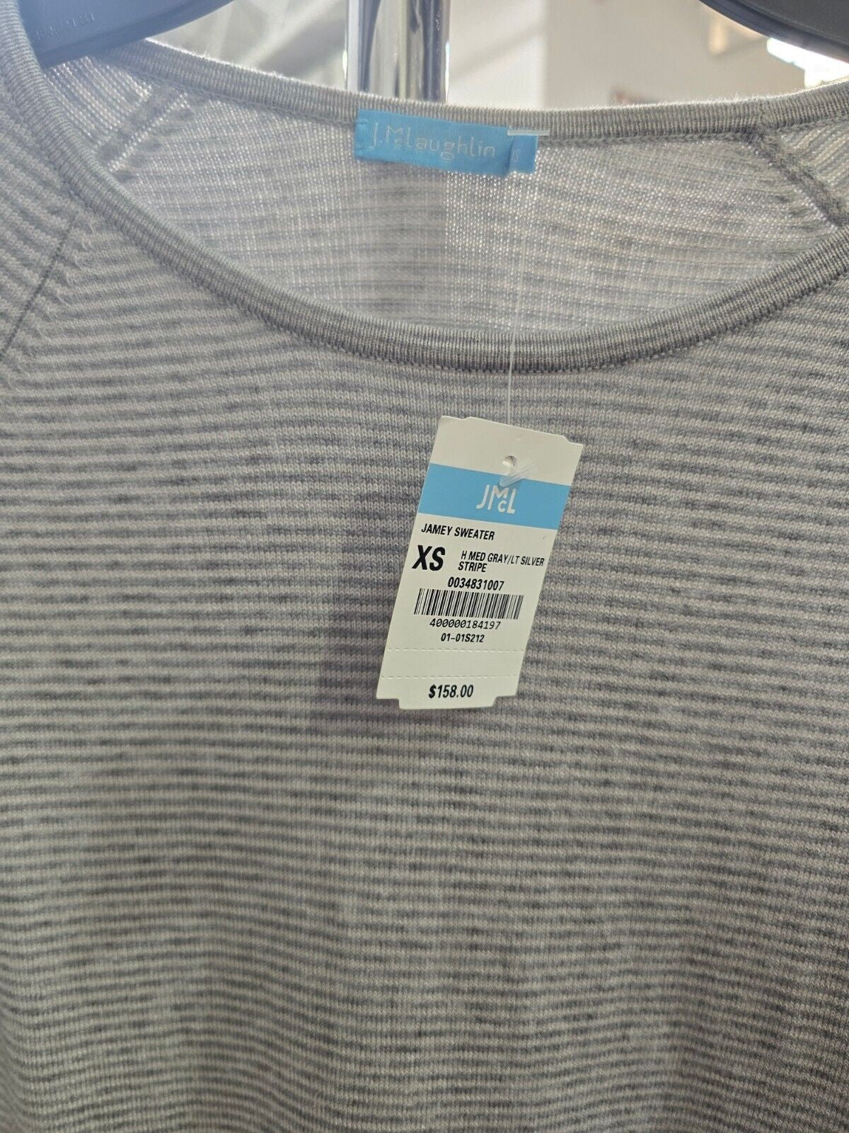 J. Mclaughlin Jamey Sweater Gray & Silver Stripe, XS