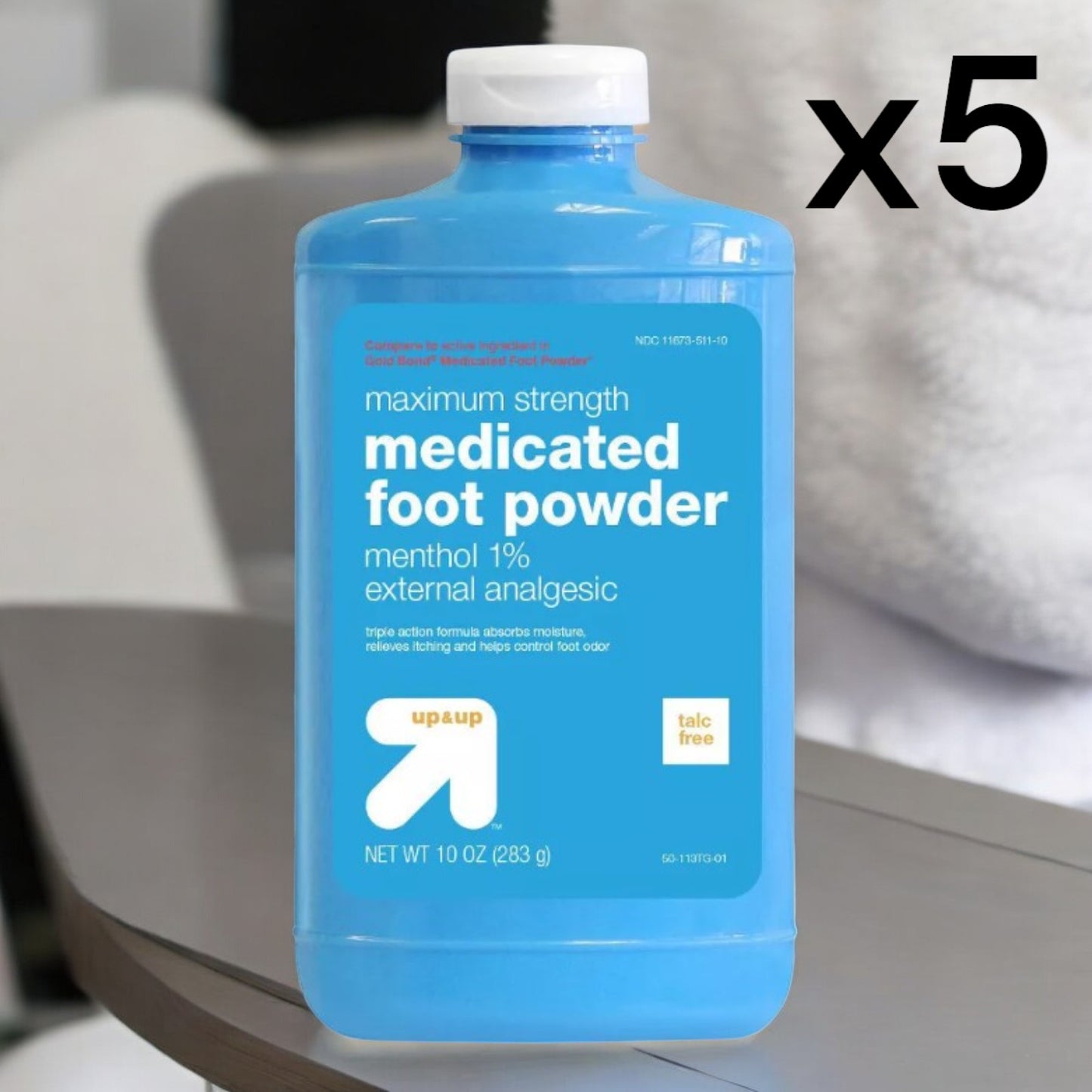 Lot of 5 Up & Up Blue Medicated FOOT Powder - Menthol External Analgesic 10 oz 4
