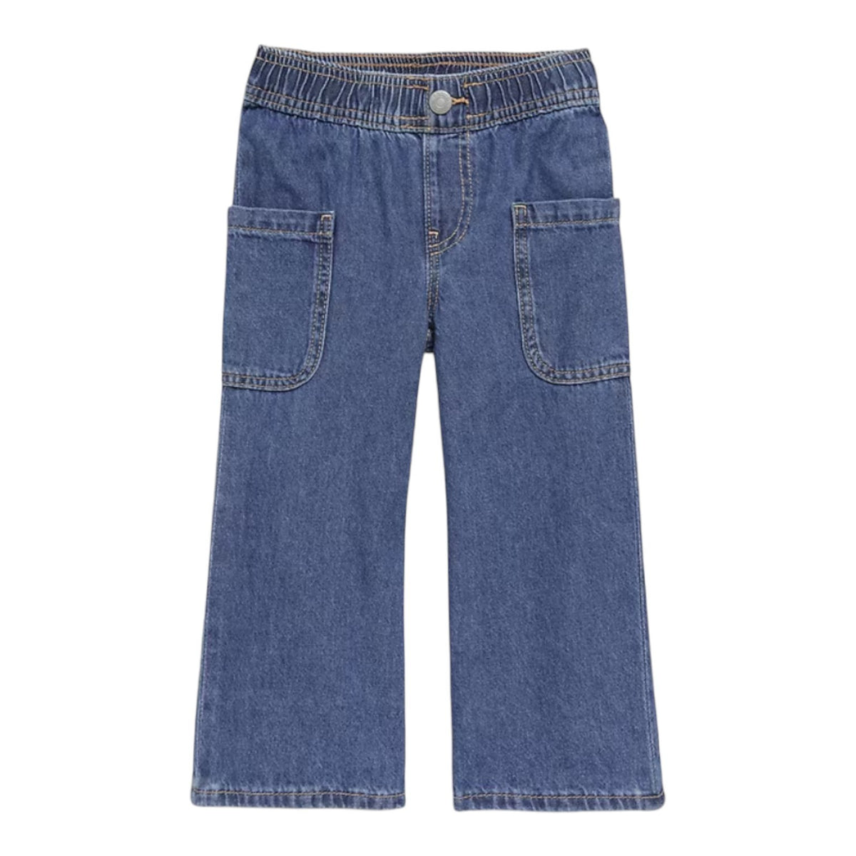 Old Navy Pull-On Baggy Wide-Leg Cargo Jeans for Toddler Girls, Light or Med Wash