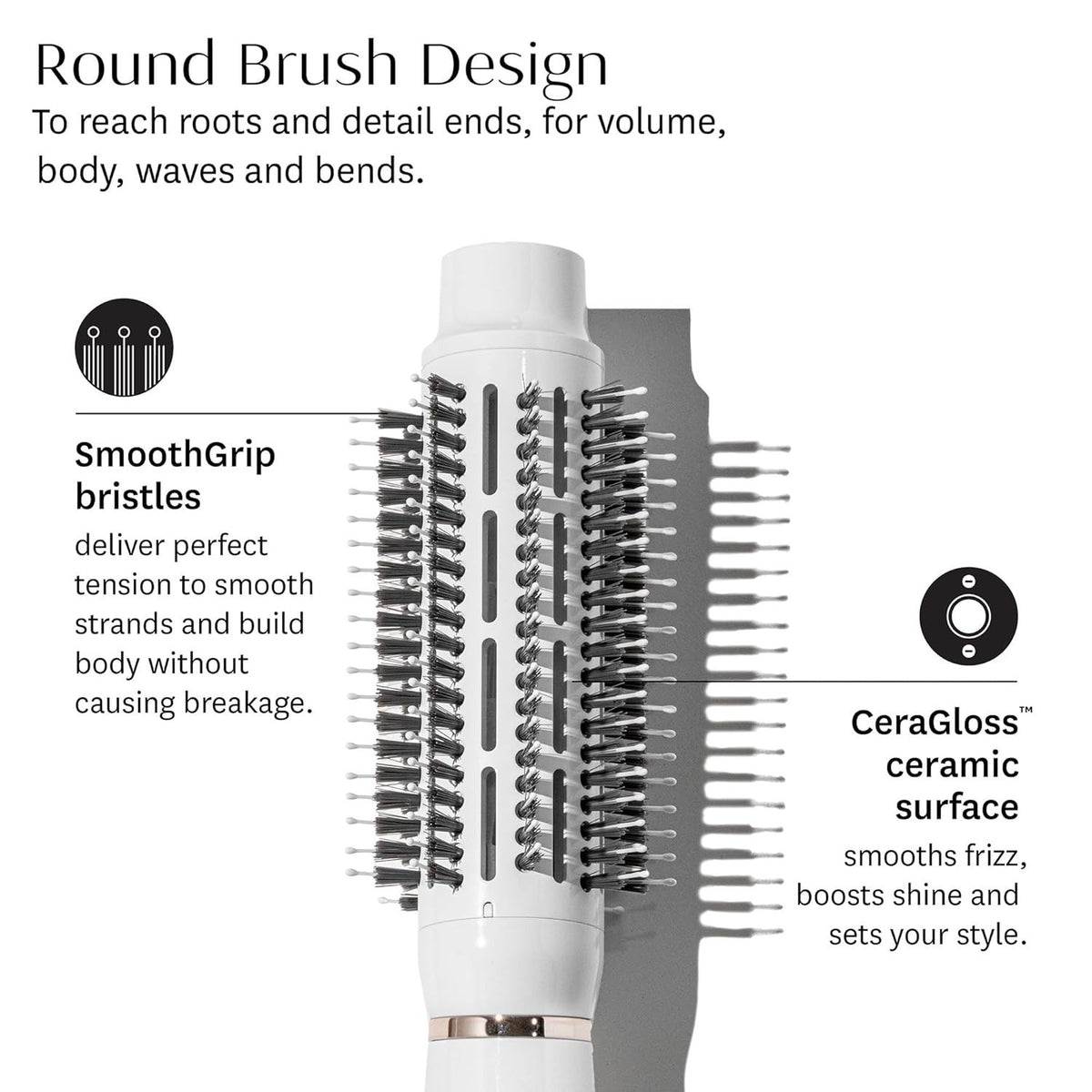 T3 AireBrush Round One-Step Smoothing & Volumizing Hair Dryer Brush, Round Brush