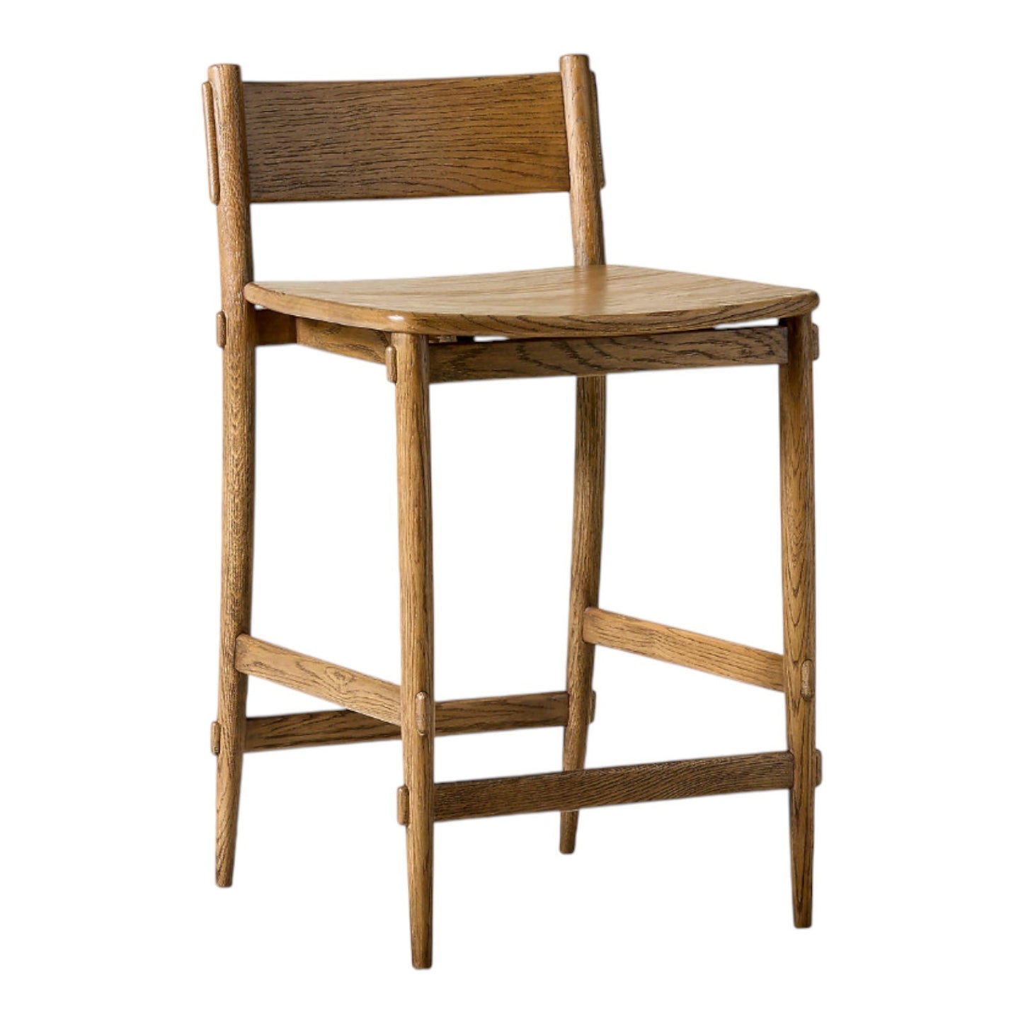 Merritt Solid White Oak Counter Stools with Curved Back by Mermelada Estudio
