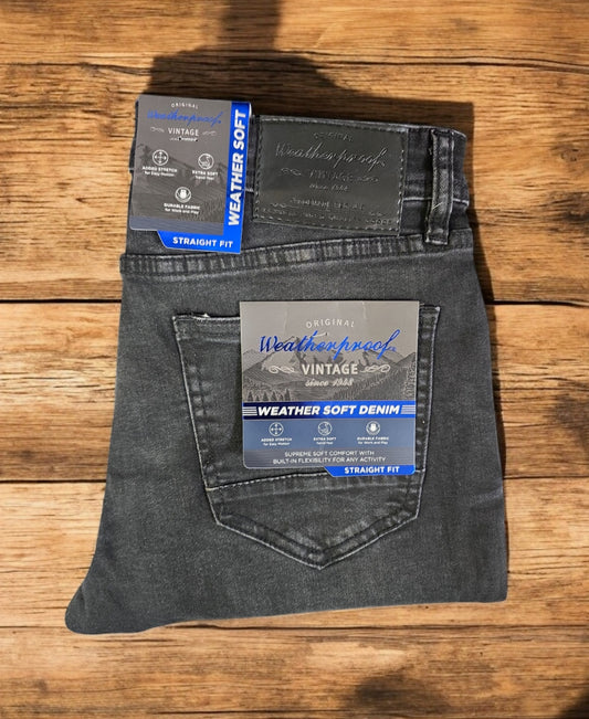 Original Weatherproof Vintage Men's Weather Soft Denim Straight Fit Jeans, Black