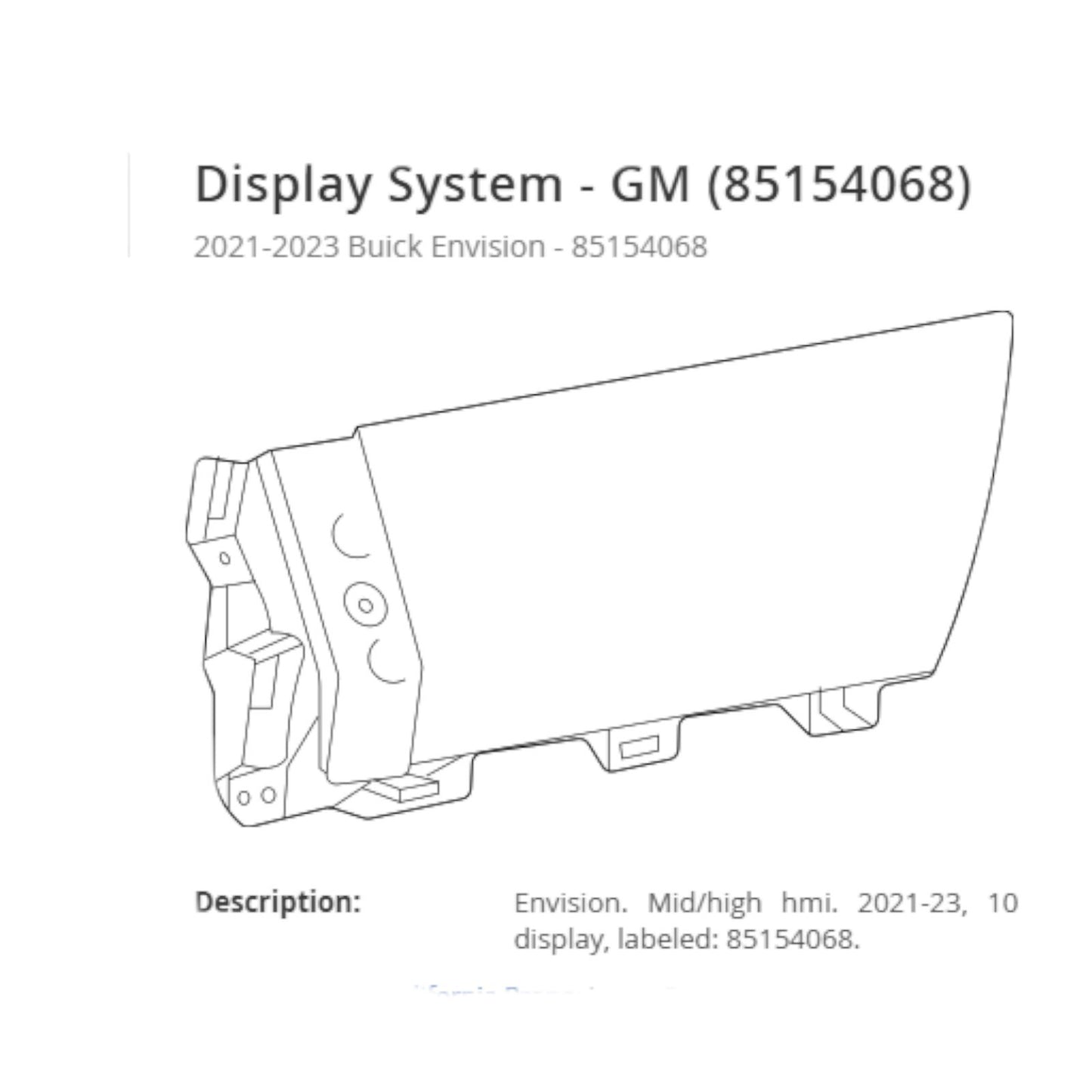 2021-2023 BUICK ENVISION DASH CENTER SCREEN DISPLAY MONITOR 85154068 OEM - NEW