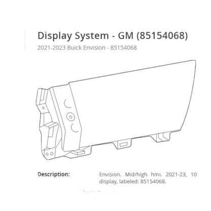 2021-2023 BUICK ENVISION DASH CENTER SCREEN DISPLAY MONITOR 85154068 OEM - NEW