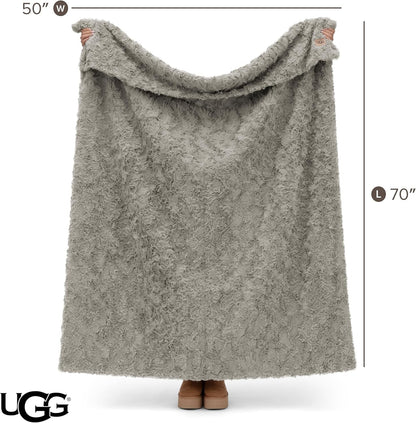 UGG Adalee Throw Blanket for Sofa, Faux Fur Blanket, 50" x 70", Seal Grey