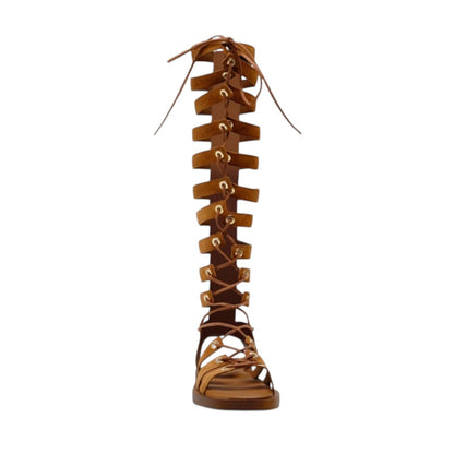 Free People Sun Chaser Gladiator Tall Lace Up Tan Suede Sandal Boho 37 New