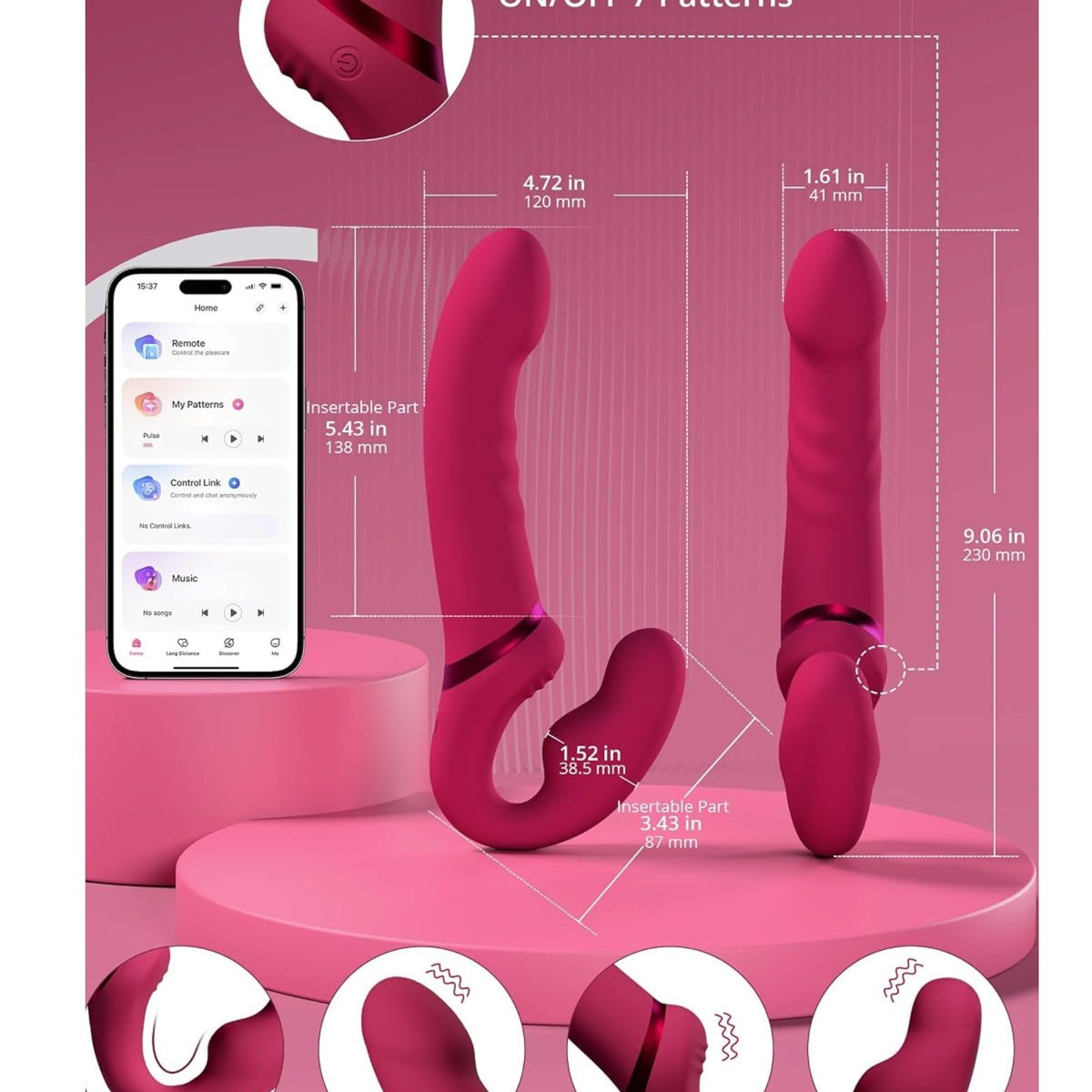 LOVENSE Lapis Strapless or Strap on Dildos G Spot Vibrator W/ App Control