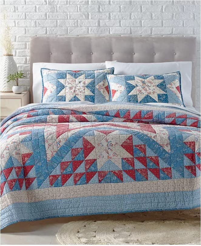 Martha Stewart Collection Americana Star Patchwork Artisan Quilt Full/Queen Siz