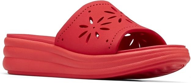 Clarks Women's Drift Floral Slip On Wedge Sandals Poppy Red - Size 7.5