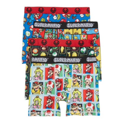 Nintendo Boys Super Mario Kart Boxer Briefs Underwear, 4-Pack, Sizes XS-L