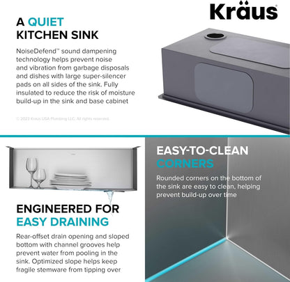 Kraus KWU110-36 Kore 36" Undermount Single Basin Stainless Steel - Stainless