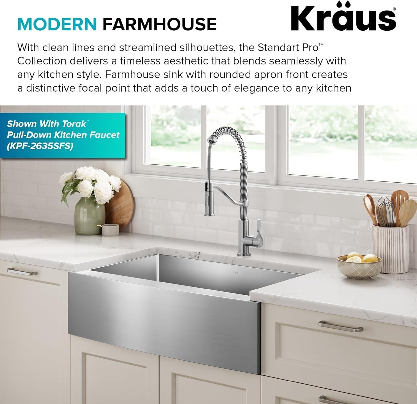 Kraus KHF200-33 Standart PRO 32-7/8" Single Basin 16 Gauge - Stainless Steel