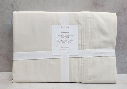 Crate&Barrel Organic 400 Thread Count Sateen Ivory King Sheet Set NWT!