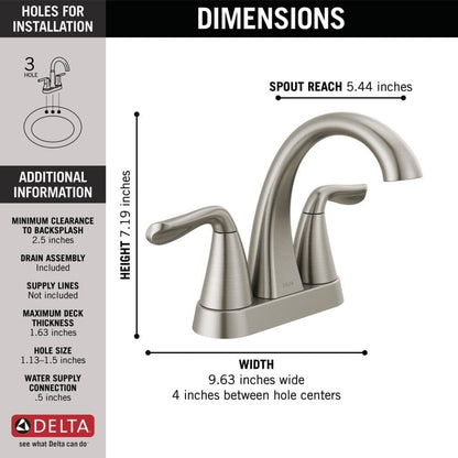 Delta Bathroom Sink Faucet Arvo Centerset Brushed Nickel, 25840LF-SP Faucet