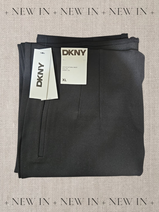 DKNY UG4P6314 Pull On Skinny Leg Dress Pants, Black, XL