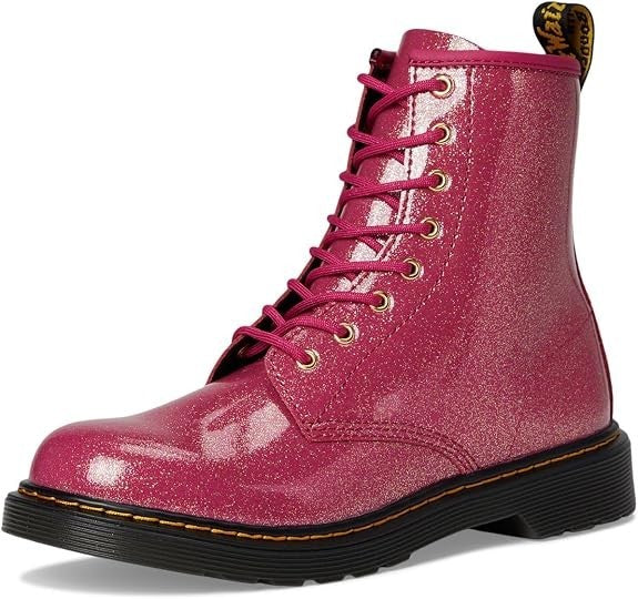 Dr. Martens unisex-child 1460 Lace Up Boot - Fuchsia/Silver/Gold Glitter - 5 Y